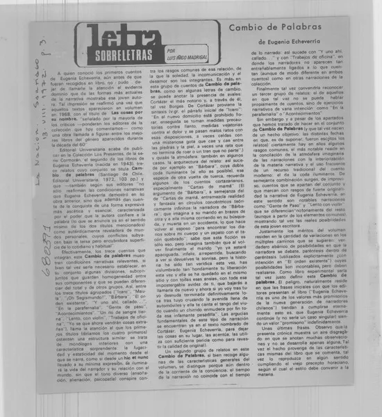 Cambio de palabras  [artículo] Luis Iñigo Madrigal.