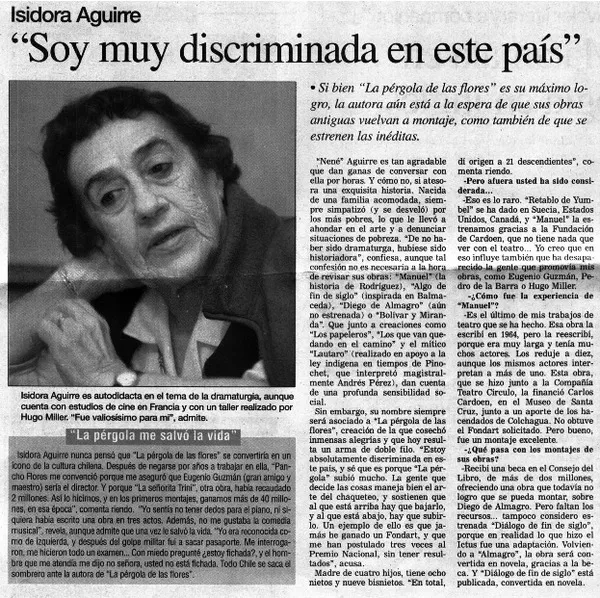 Soy muy discrimanada en este país  [artículo].