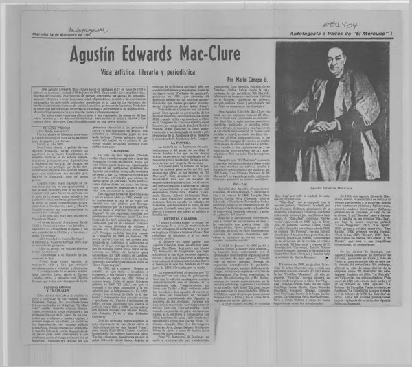 Agustín Edwards Mac-Clure  [artículo] Mario Cánepa G.