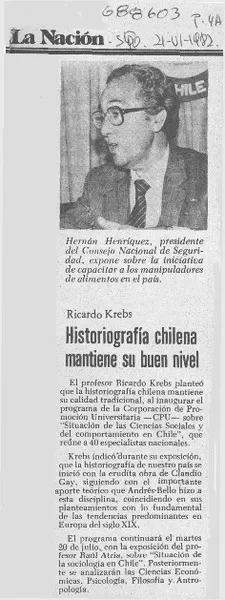 Historiografía chilena mantiene su buen nivel.  [artículo]
