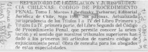 Repertorios de legislación y jurisprudencia chilenas  [artículo]