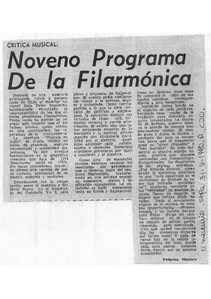 Noveno Programa de la Filarmónica Crítica Musical [artículo]