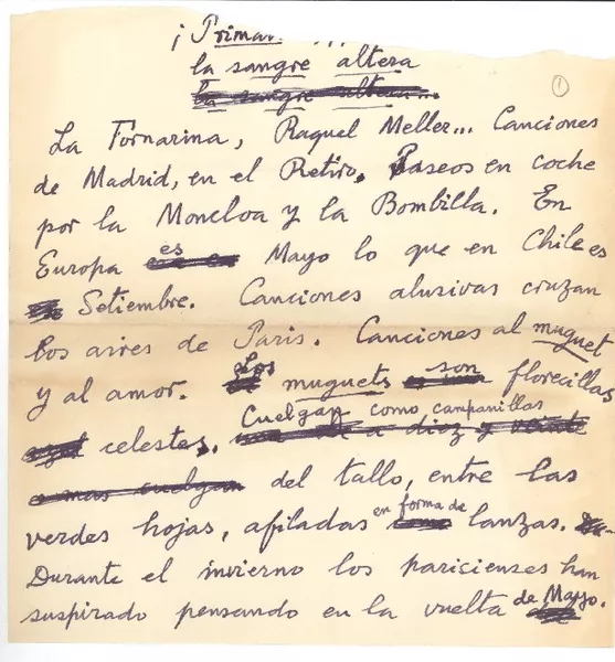 Primavera  [manuscrito] Joaquín Edwards Bello.
