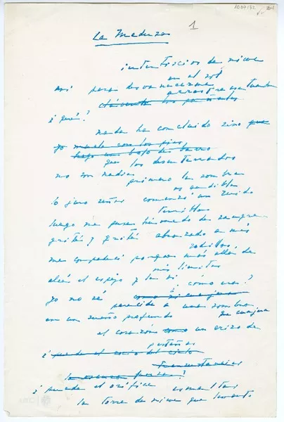 La meduza  [manuscrito] Humberto Díaz-Casanueva.