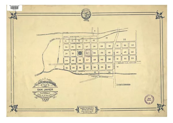 Plano de la ciudad de San Javier con la numeración oficial de las manzanas [material cartográfico] : de la Asociación Chilena de Aseguradores contra Incendio.