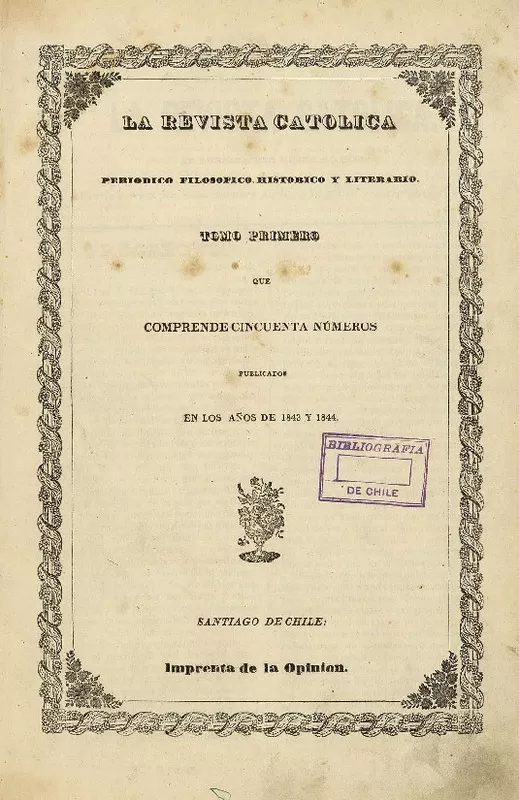 La Revista católica Arzobispado de Santiago, Seminario Pontificio Mayor.