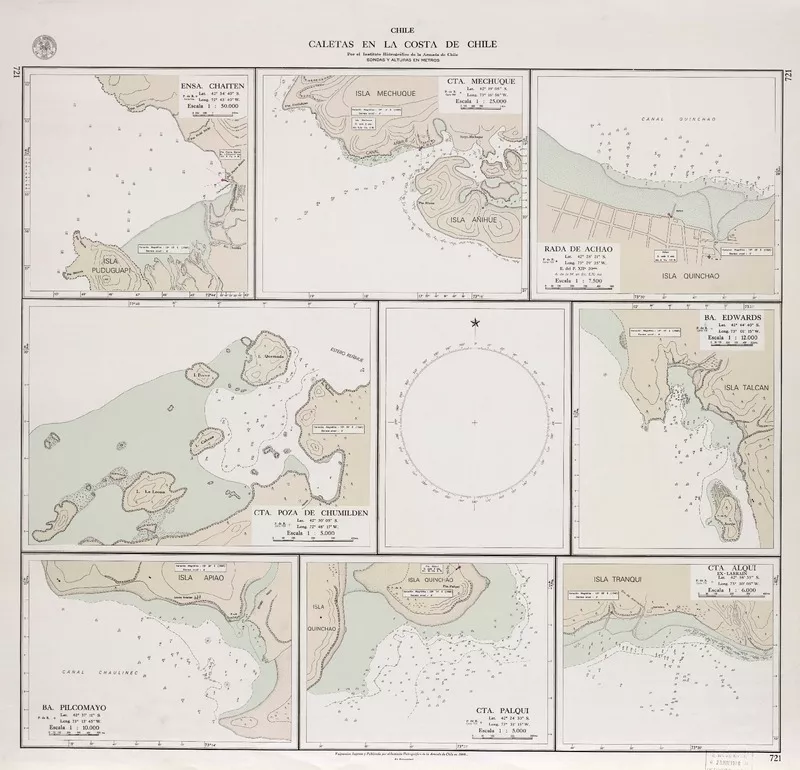 Caletas en la costa de Chile  [material cartográfico] por el Instituto Hidrográfico de la Armada de Chile.