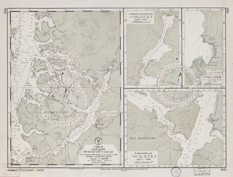 Canales Puyuguapi y Jacaf  [material cartográfico] por el Instituto Hidrográfico de la Armada de Chile.