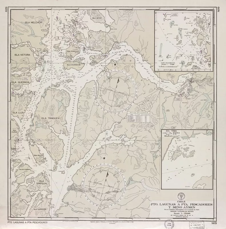 Pto. Lagunas a Pta. Pescadores y Seno Aysén  [material cartográfico] por el Instituto Hidrográfico de la Armada de Chile.