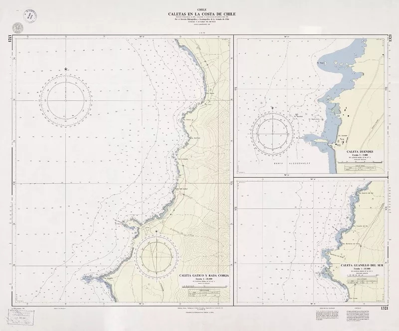 Caletas en la costa de Chile  [material cartográfico] por el Instituto Hidrográfico de la Armada de Chile.