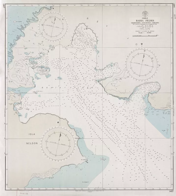 Bahía Fildes territorio Antártico Chileno [material cartográfico]: por el Instituto Hidrográfico de la Armada de Chile.