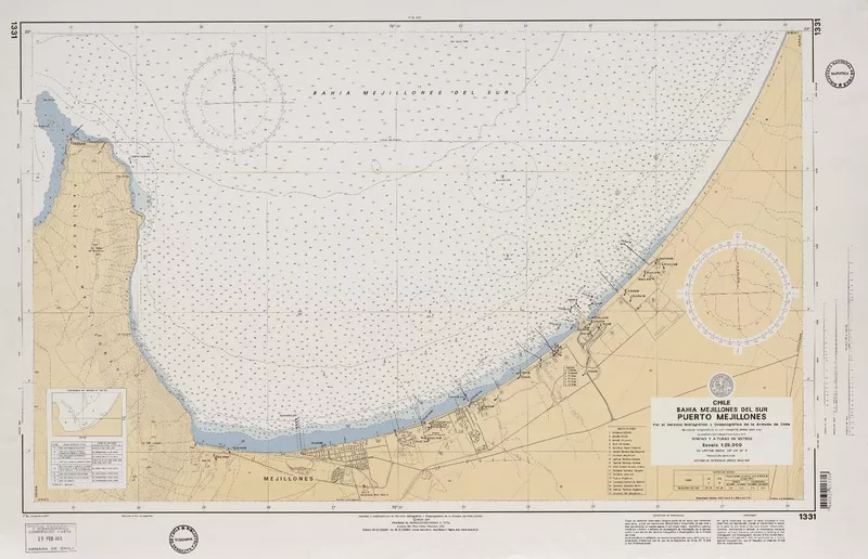 Puerto Mejillones Bahía Mejillones del Sur [material cartográfico] : por el Servicio Hidrográfico y Oceanográfico de la Armada de Chile.