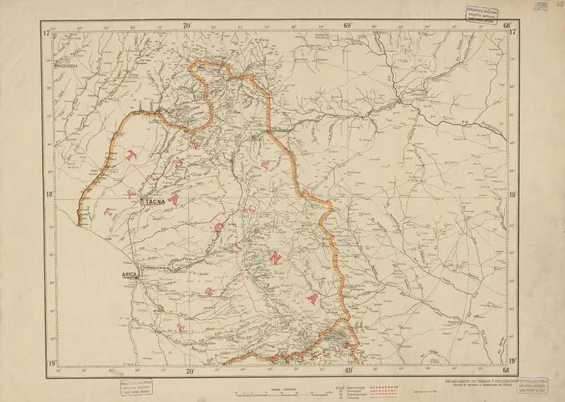 Mapa de Chile  [material cartográfico] Ministerio de Fomento, Departamento de Tierras y Colonización, Servicio de Mensura y Clasificación de Tierras.