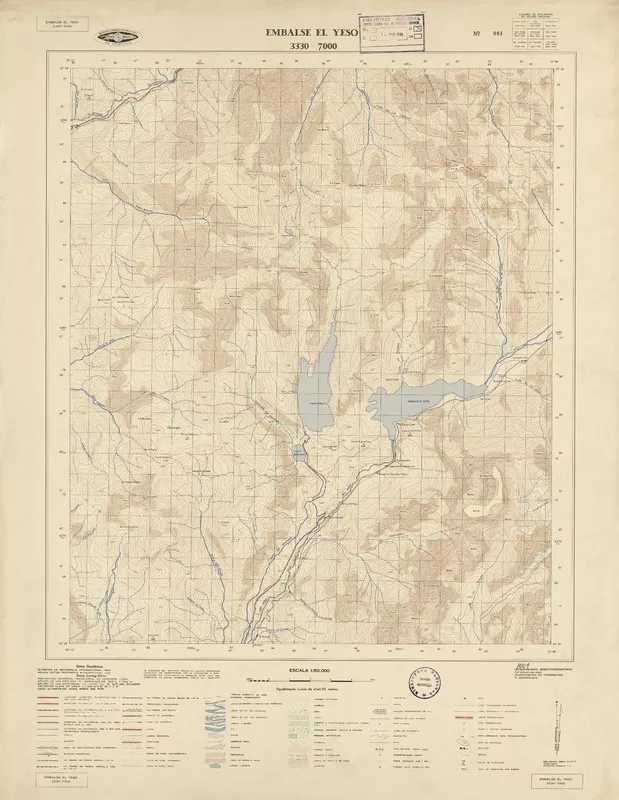 Embalse El Yeso  [material cartográfico] Instituto Geográfico Militar de Chile.