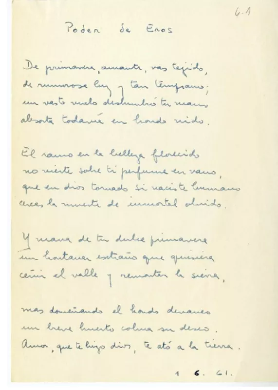Poder de Eros  [manuscrito] Hugo Montes.