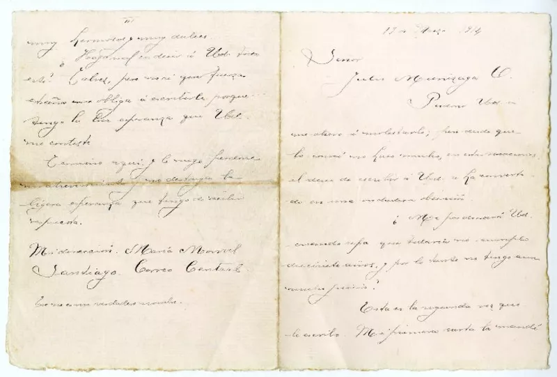 [Carta] 1914 marzo 19, Santiago, Chile [a] Julio Munizaga  [manuscrito] María Monvel.