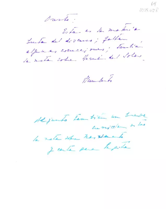 [Carta] [1980], New York [a] Oreste Plath  [manuscrito] Humberto Díaz Casanueva.