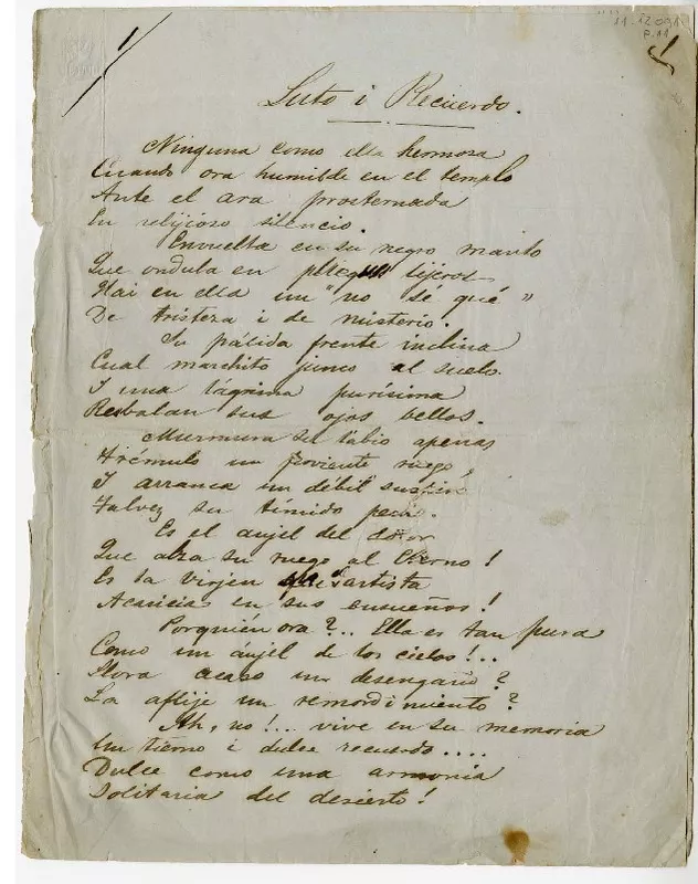 Luto i recuerdo  [manuscrito] Eusebio Lillo.