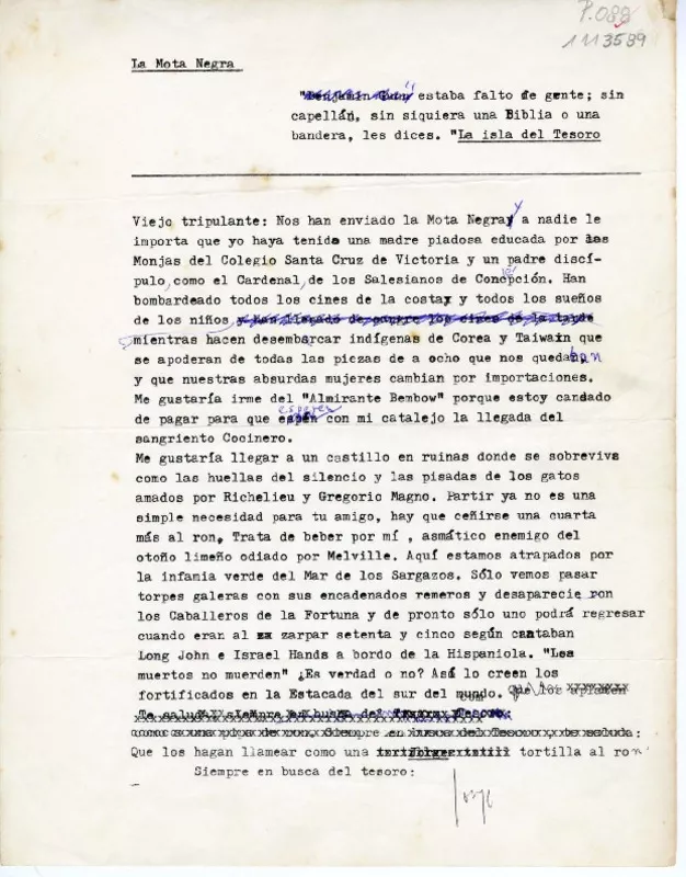 La mota negra  [manuscrito] Jorge Teillier.