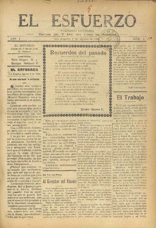 El Esfuerzo órgano del V año del Liceo de Hombres.