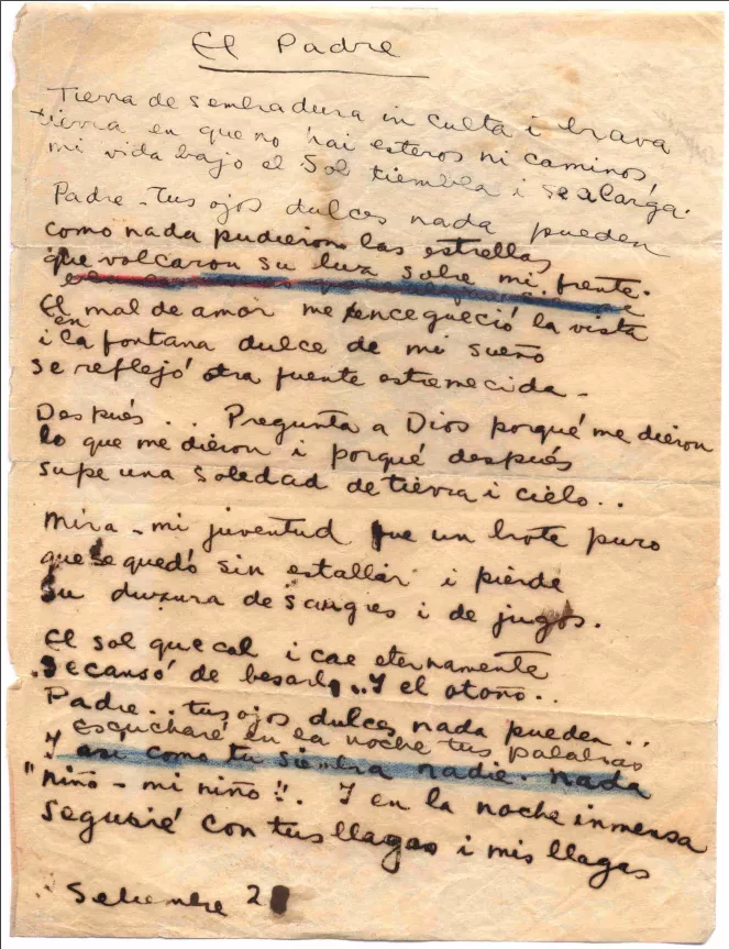 El Padre  [manuscrito] Pablo Neruda.