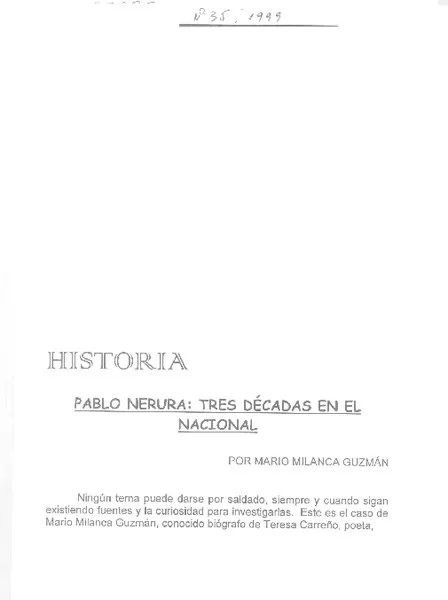 Pablo Neruda, tres décadas en el nacional  [artículo] Mari Milanca Guzmán