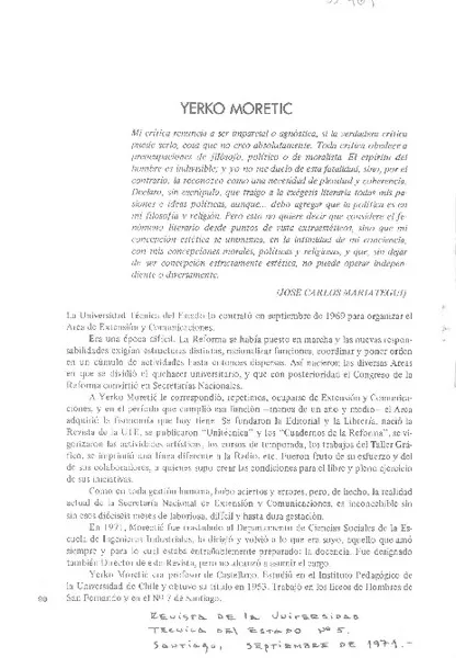 Yerko Moretic  [artículo] Carlos Orellana.
