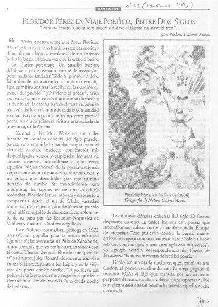 Floridor Pérez en viaje poético  [artículo] Nelson Cáceres Araya.