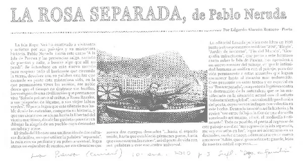 La rosa separada, de Pablo Neruda.  [artículo] Edgardo Alarcón Romero.