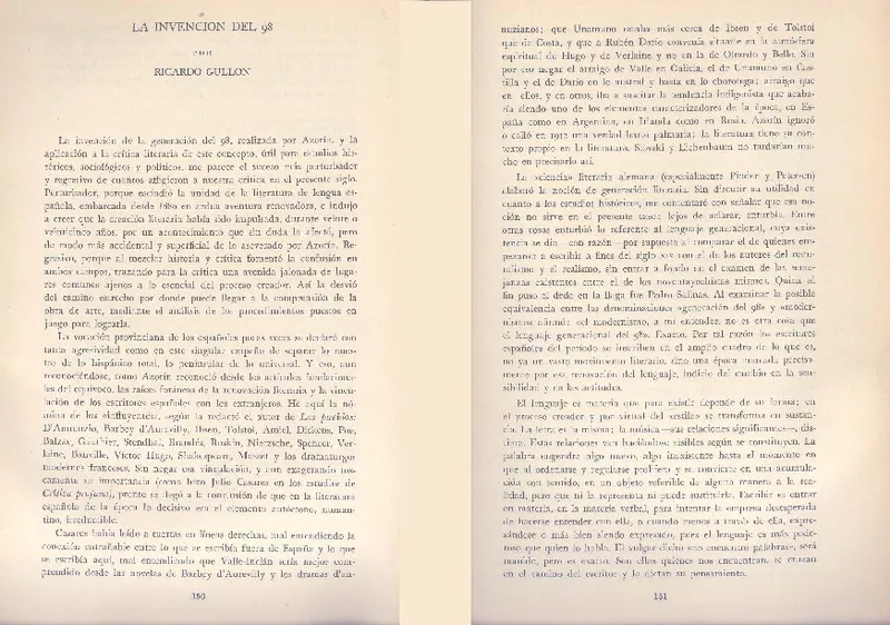 La invención del 98  [artículo] Ricardo Gullón.