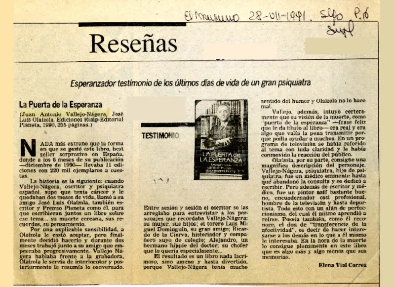 La puerta de la esperanza  [artículo] Elena Vial Correa.