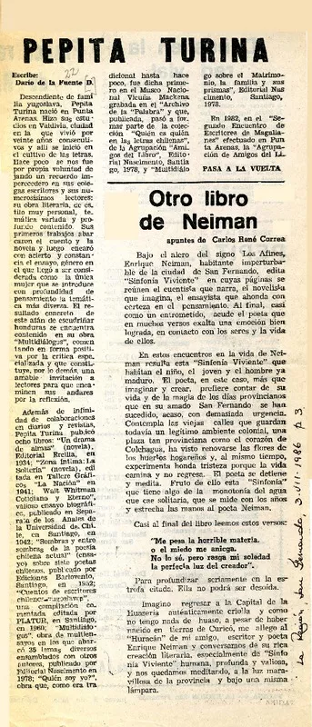 Pepita Turina  [artículo] Darío de la Fuente D.