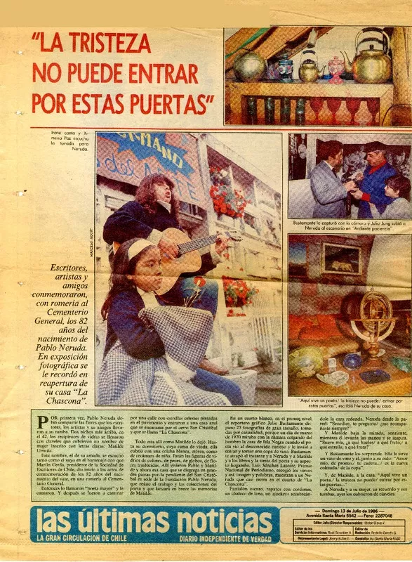 "La Tristeza no puede entrar por estas puertas"  [artículo].