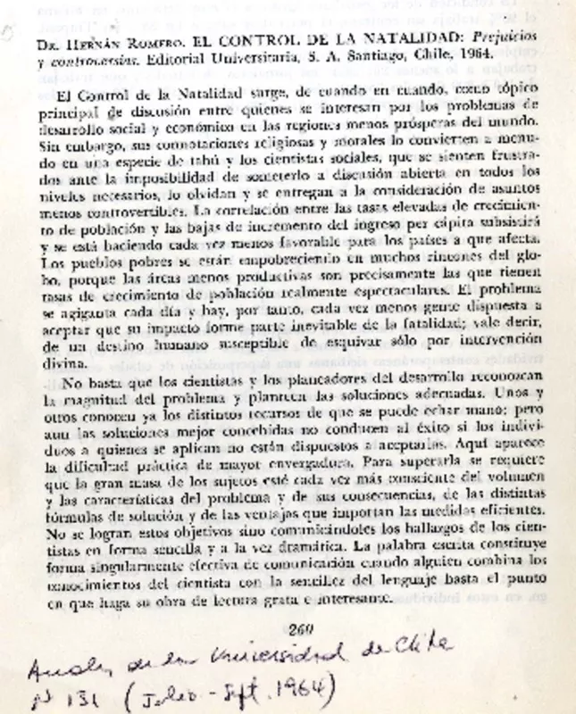 El control de la natalidad  [artículo] M. A. Max Nef.