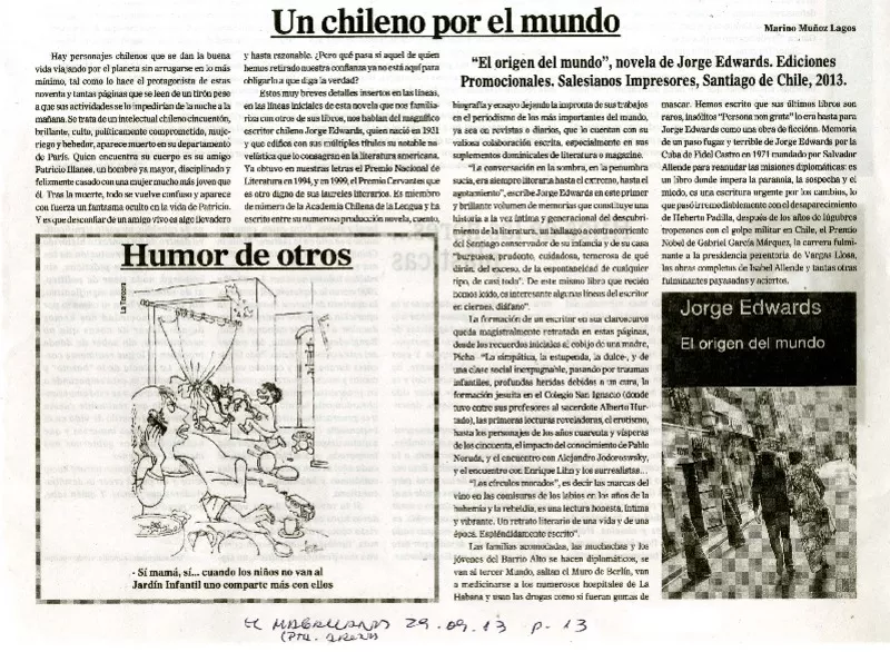 Un chileno por el mundo  [artículo] Marino Muñoz Lagos