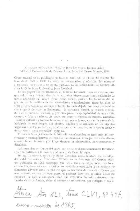 El cuento chileno 1864-1920  [artículo] Luis Muñoz G.