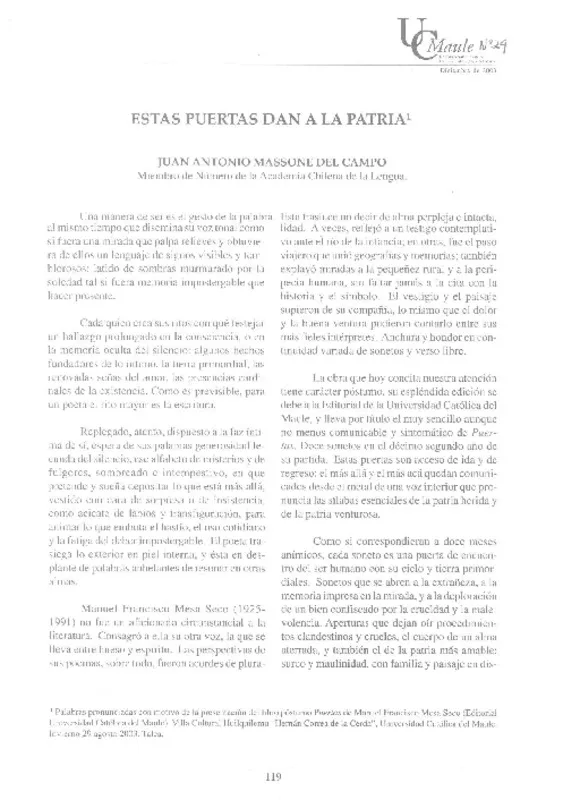 Estas puertas dan a la patria  [artículo] Juan Antonio Massone.
