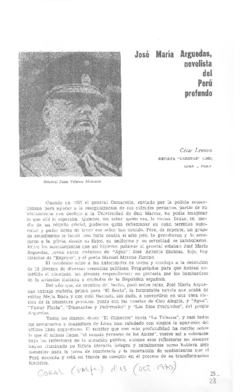 José María Arguedas, novelista del Perú profundo  [artículo] César Levano.