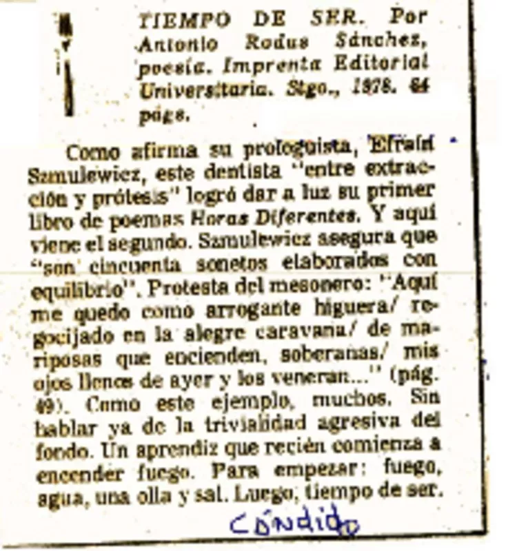 Tiempo de ser  [artículo] Cándido.