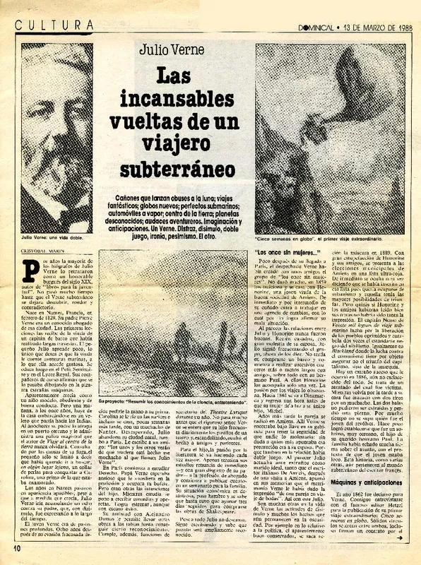 Las incansables vueltas de un viajero subterráneo  [artículo] Cristóbal Marín.