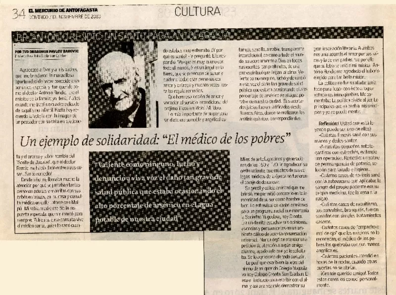 Un ejemplo de solidaridad  [artículo] Ivo Pavlov Bakovic.