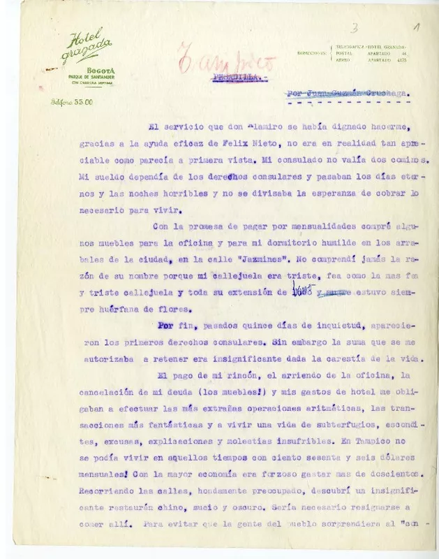 Tampico  [manuscrito] Juan Guzmán Cruchaga.