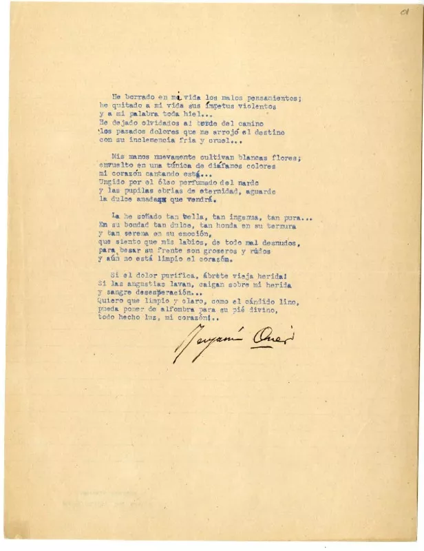 [He borrado en mi vida...]  [manuscrito] Benjamín Quero.