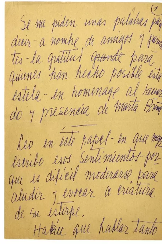 [Discurso sobre Marta Brunet]  [manuscrito] Laura Rodig.