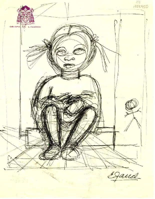 [Boceto de una niña sentada]  [original de arte] Emma Jauch.