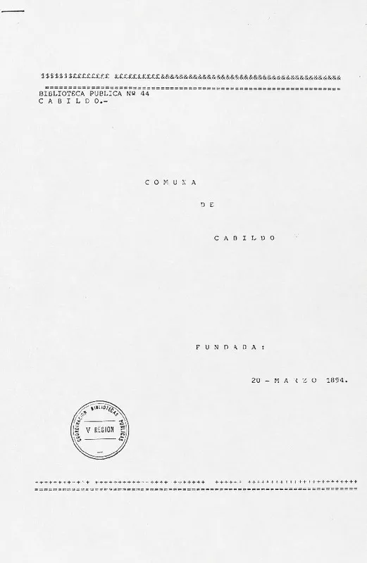 Comuna de Cabildo fundada: 20-marzo 1894. [manuscrito] :
