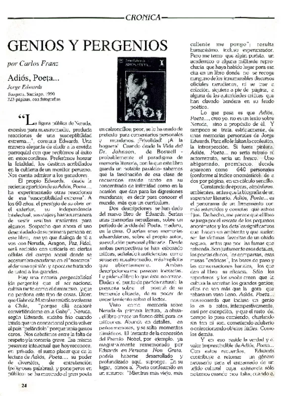 Genios y pergenios  [artículo] Carlos Franz.