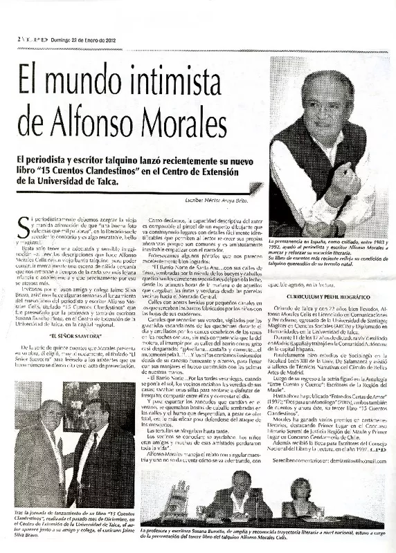 El mundo intimista de Alfonso Morales  [artículo] Héctor Araya Brito.