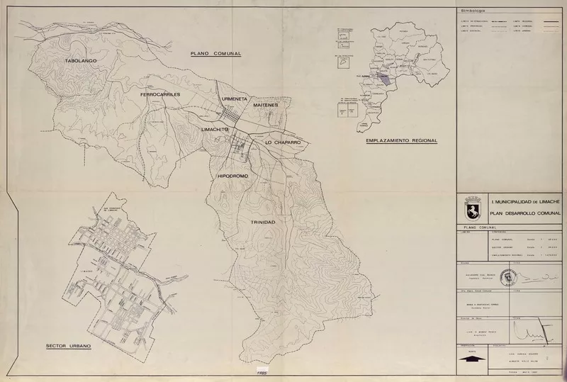 Plan de desarrollo comunal plano comunal [material cartográfico] : I. Municipalidad de Limache.