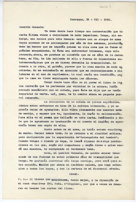 Rancagüa, Chile [a] Gonzalo Drago [manuscrito] Oscar Castro.